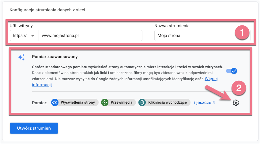 Ustawienia GA4 dla landing page'a