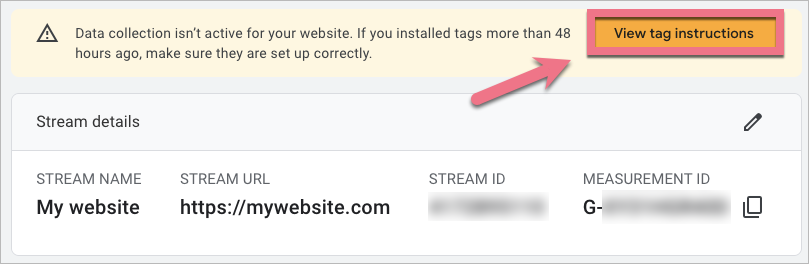 Tag instruction view