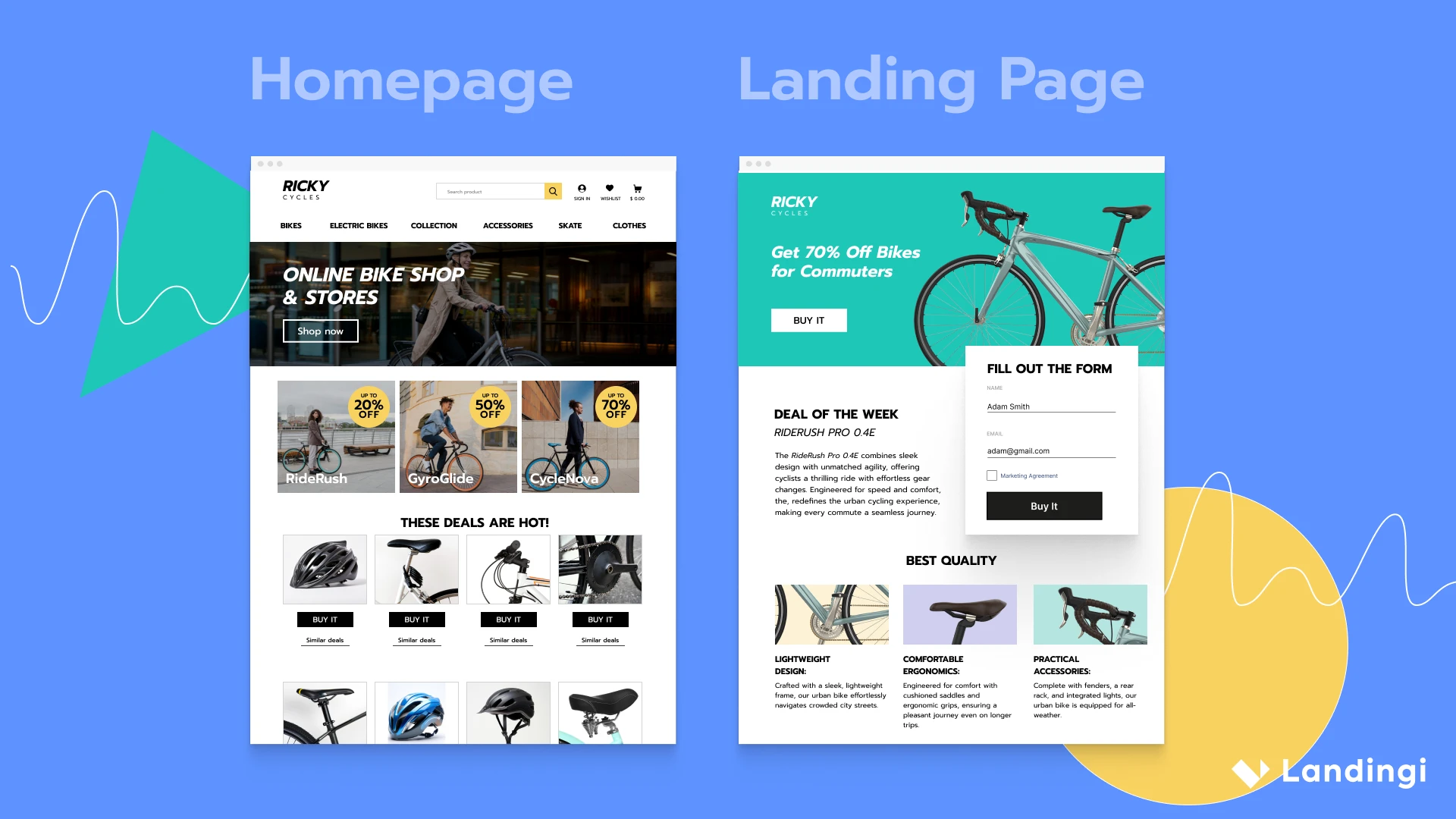 homepage vs landing page comparison
