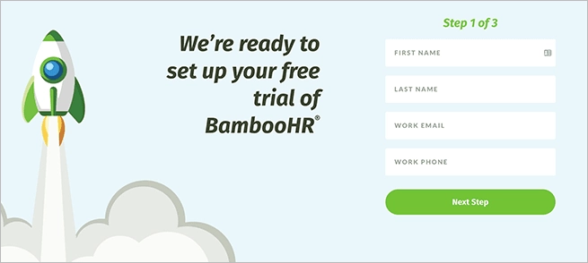 sign up landing page best example