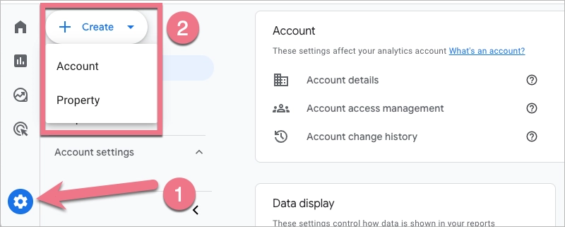 Creating property in Google Analytics 4