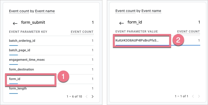 Checking the ID of the form in GA4