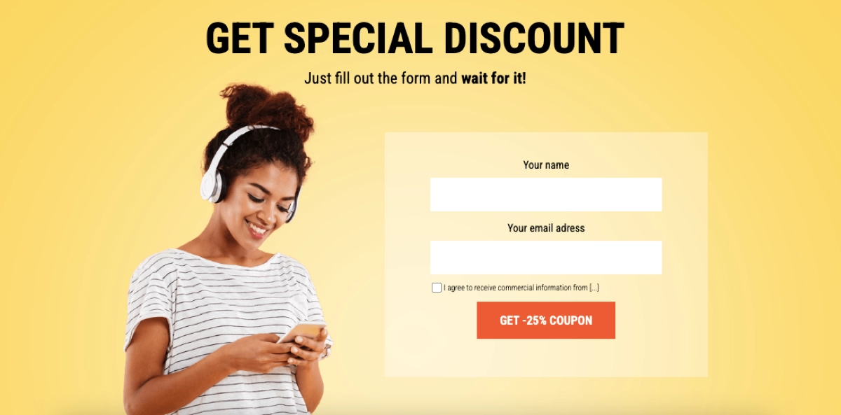 exemplo de formulário de conversão de landingi