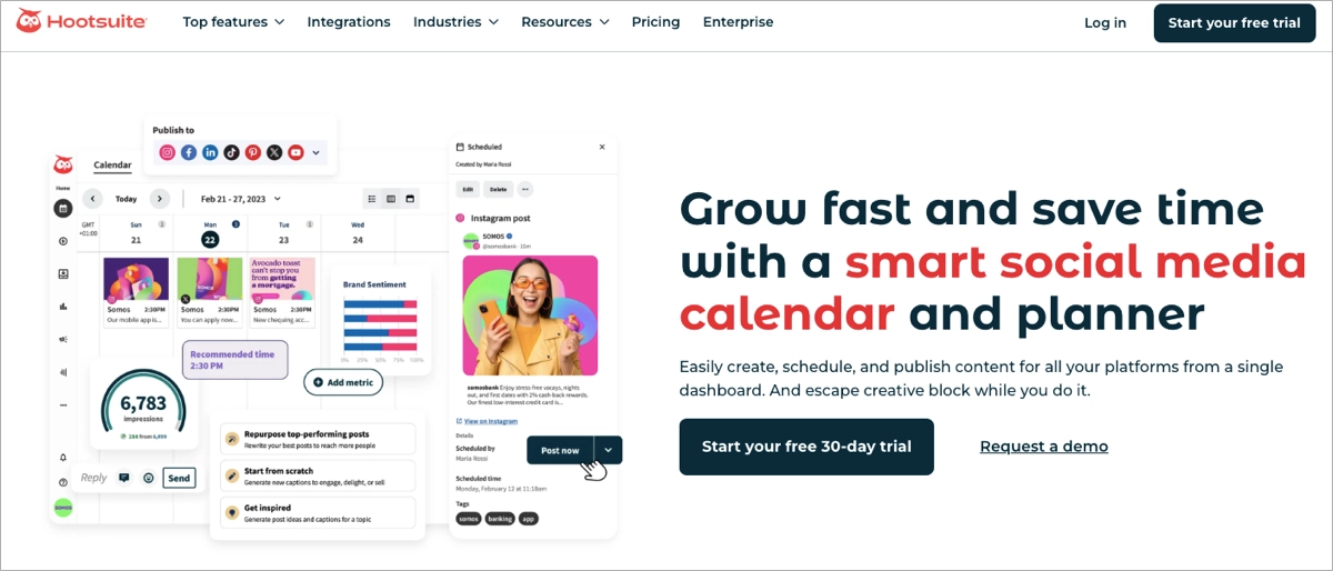 social media content calendar
