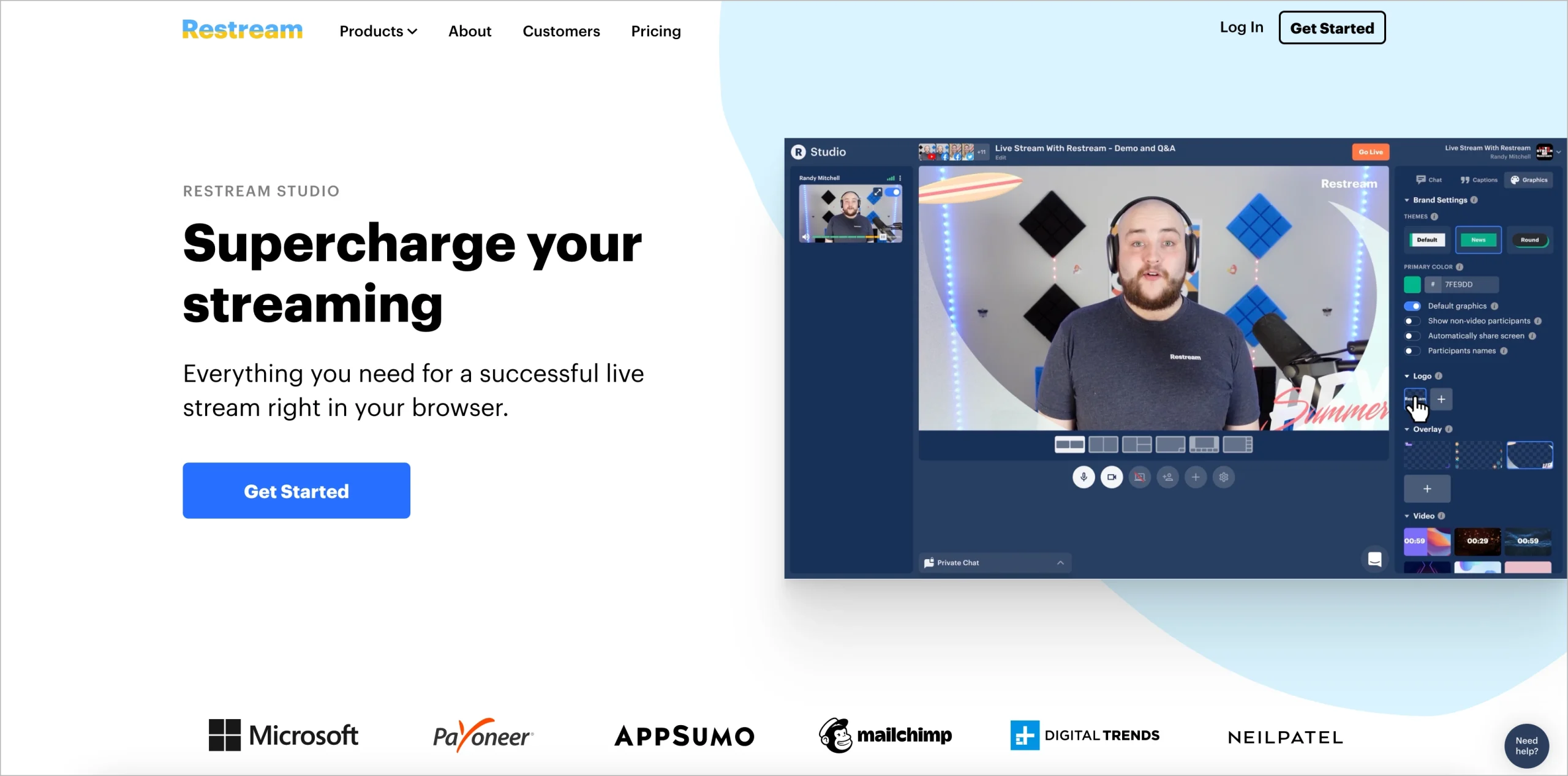 Video on landing page