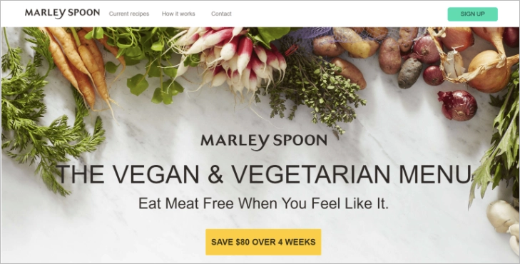 sign up landing page example