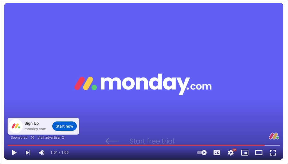 Monday video ad example