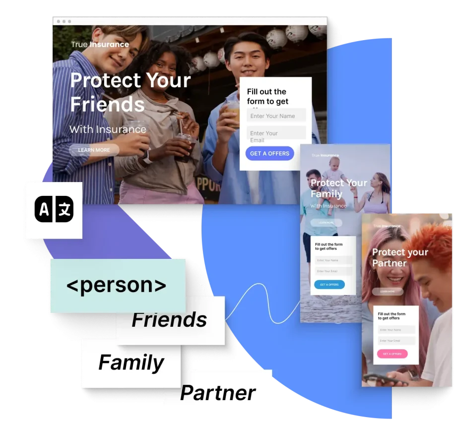 Social media with landing pages