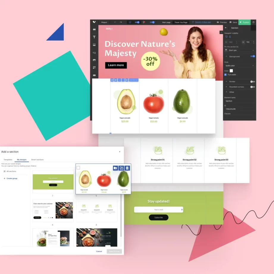 Section templates in Landingi