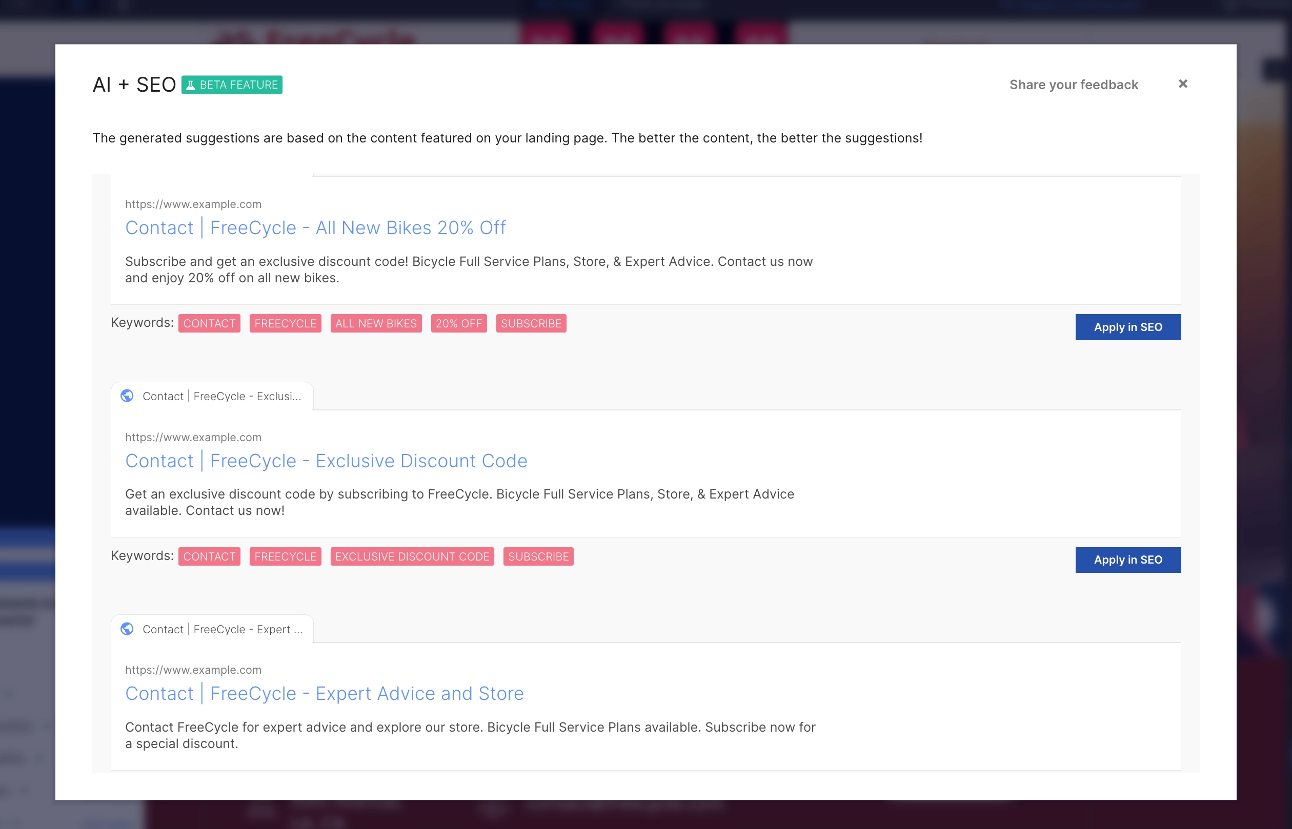 Geração de AI SEO para criar uma landing page de alta conversão