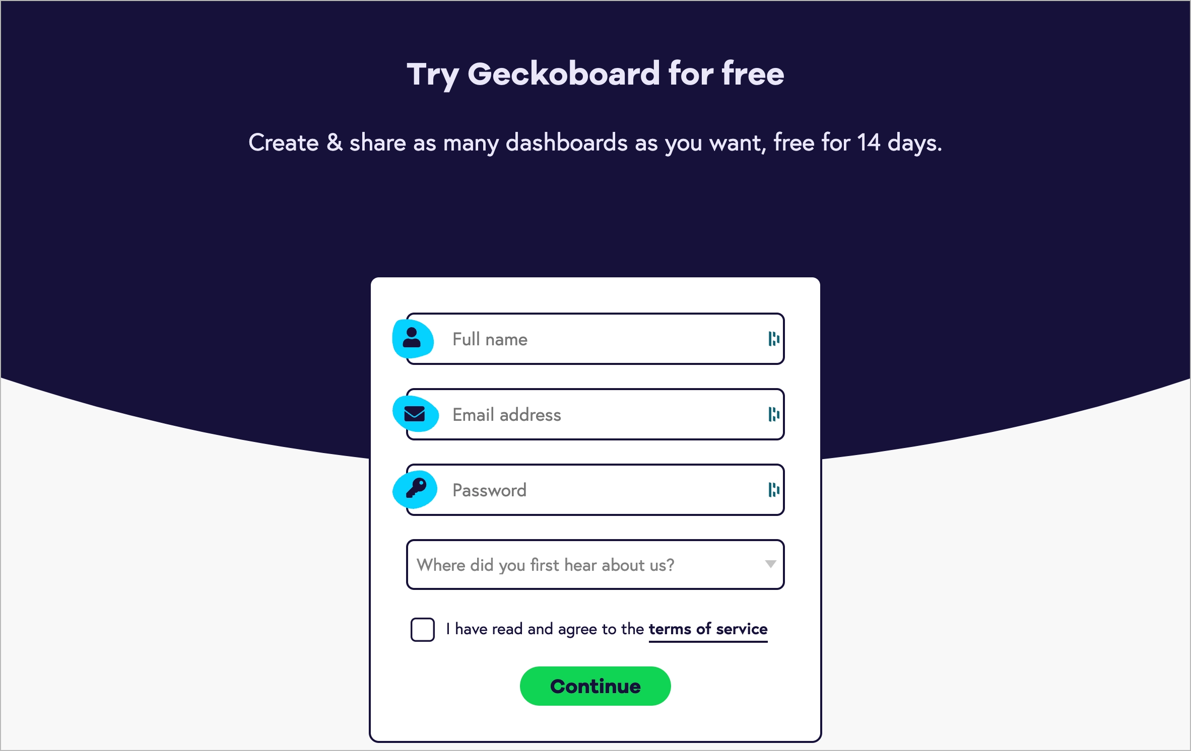 signup landing page i formularz