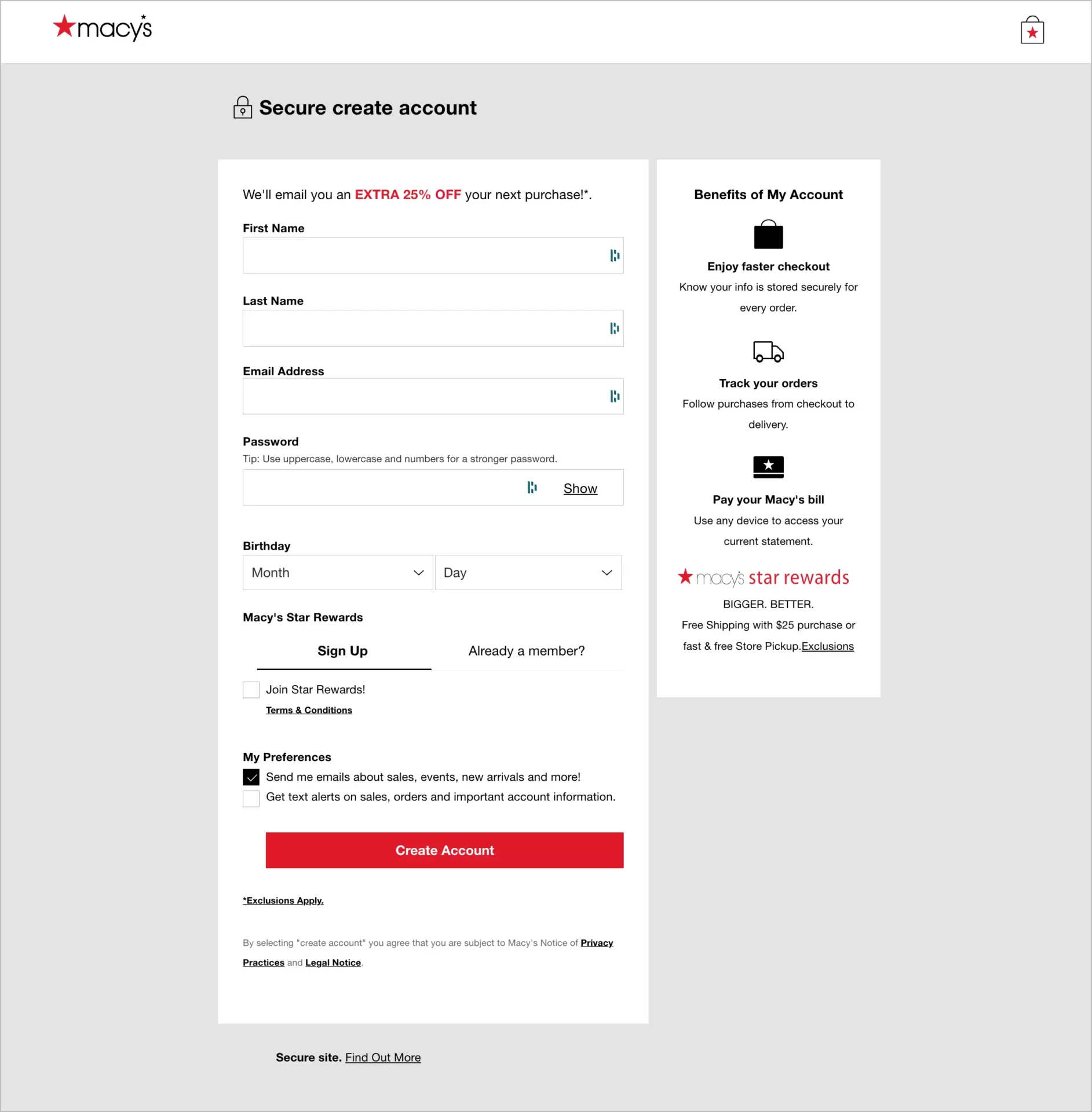 sign-up landing page