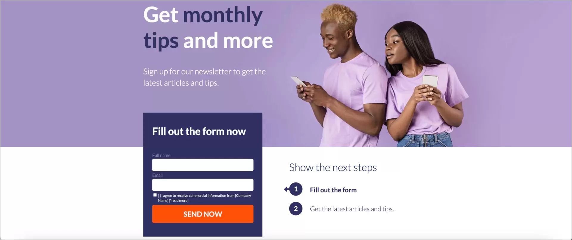 landing page template for sign up