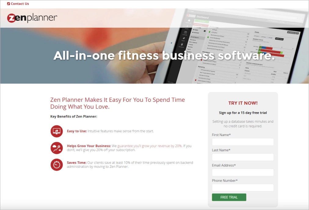 sign-up landing page example